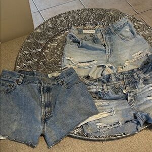 American Eagle Outfitters Light Blue Distressed Jean Shorts